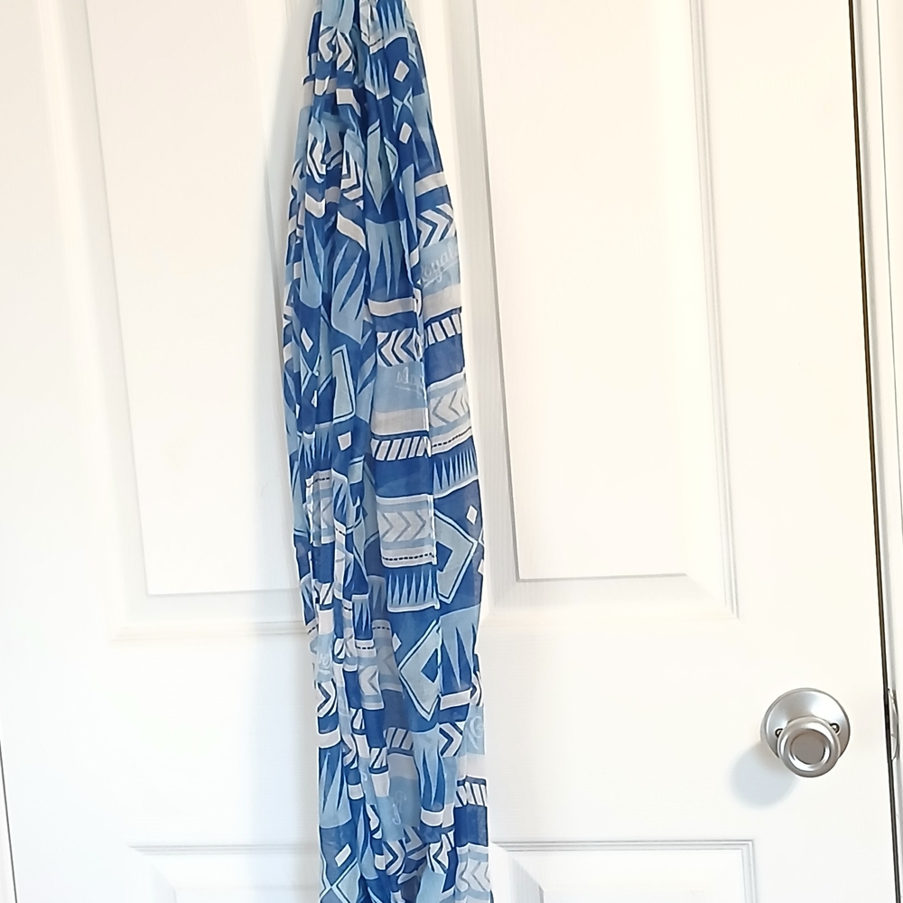 Blue Patterned Scarf - Picture 2 of 7